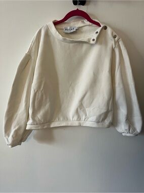 Rosae Paris Cream Button-Shoulder Pullover Sweater Sz 36